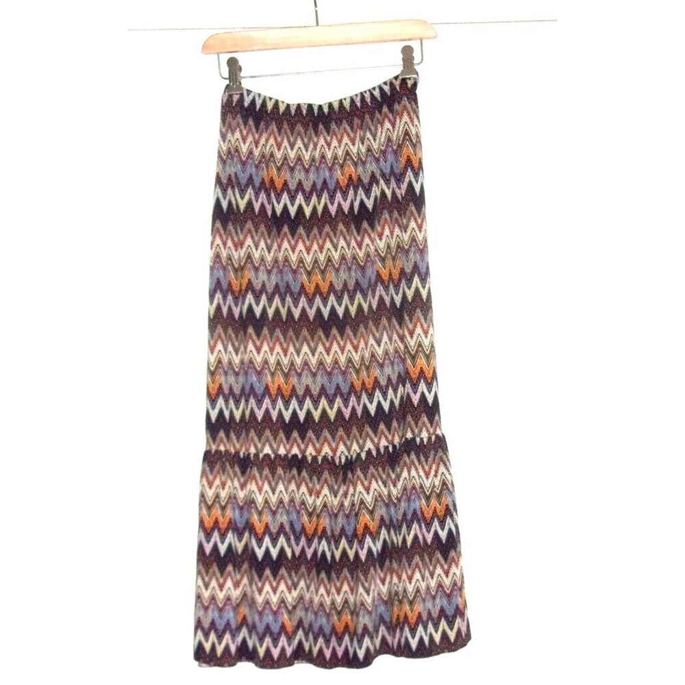 Claudia Richard Long Skirt Size S Multicolor Aztec Print Polyester Blend